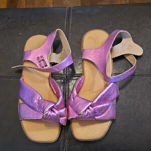 Old Navy Iridescent Pink & Purple Knotted Ankle Strap Sandals